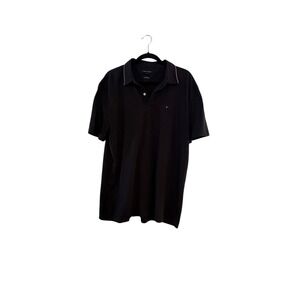 Tommy Hilfiger Custom Fit Polo Shirt Men's XL Black Short Sleeve Logo